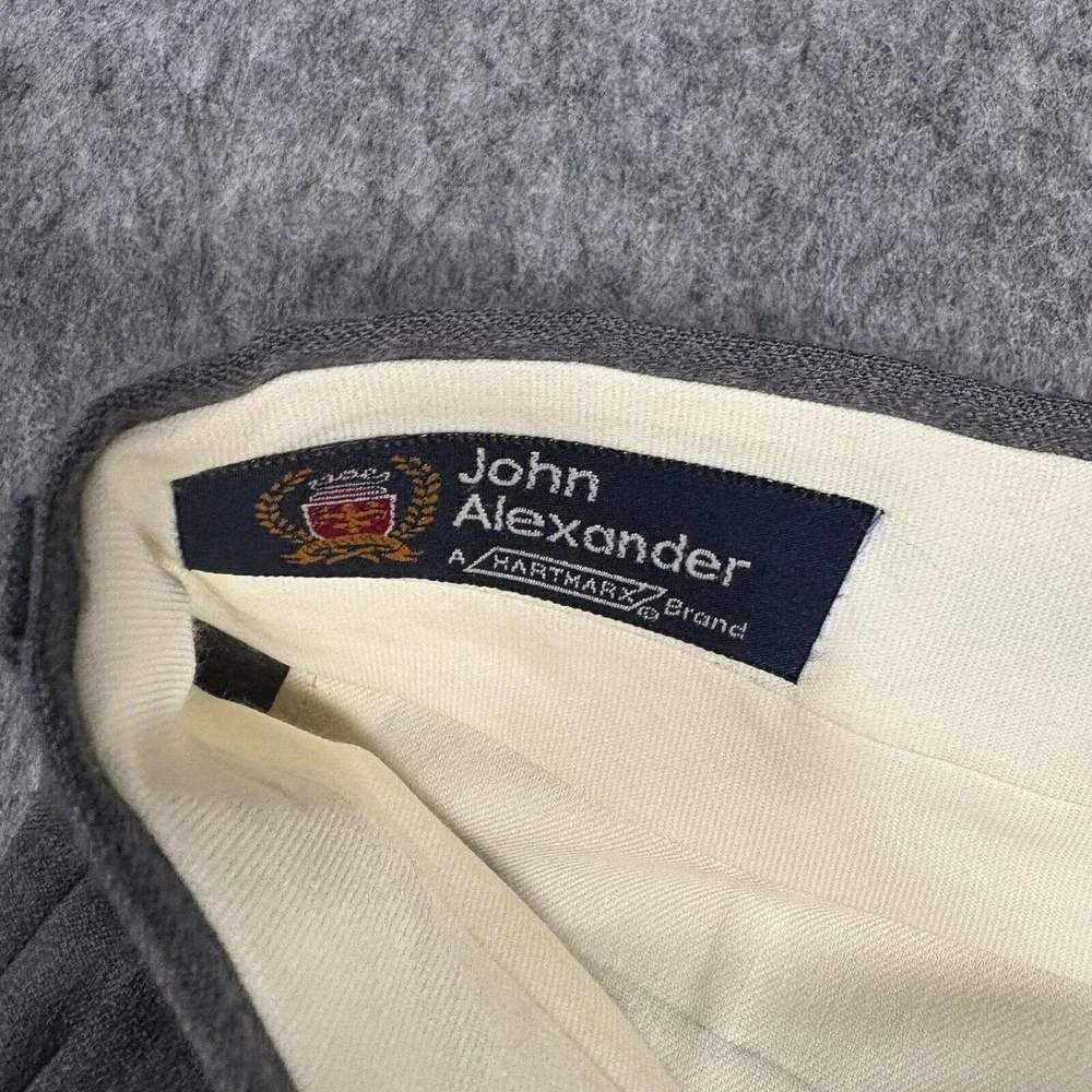 John Alexander Men's Dress Pants Size 34 Hartmarx Grey Flat Front Straight Leg‎